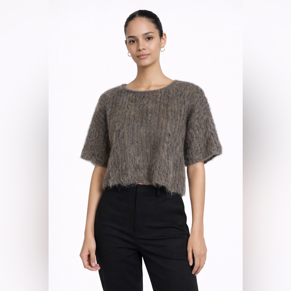 Mes Demoiselles Paris Mohair Blend Cropped Sweater Top One Size